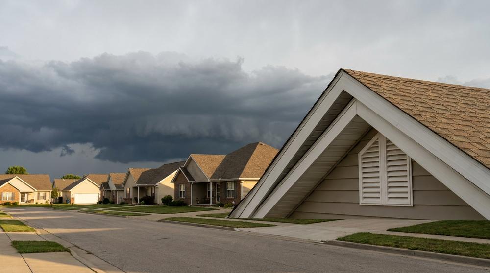 Storm front over a residential street